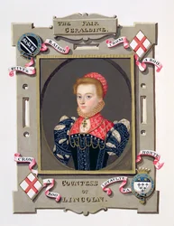 エリザベスフィッツジェラルドの肖像（c.1528-89）1825年に出版されたスティーブンファンデルミューレン（1632-1690）の肖像画の後の「エリザベス女王の裁判所の回想録」からのリンカーン伯爵夫人（WCとグアック）